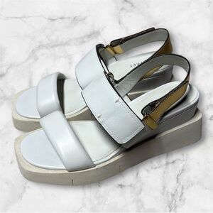 Naked Feet Paradox Platform Sandal Stylish White leather upper size 7.5 M